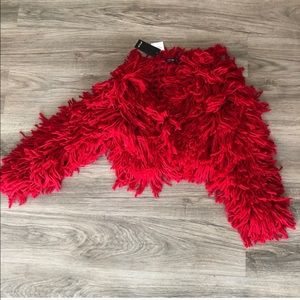 Red shaggy jacket